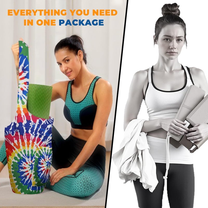 saniwu Yoga Mat Bag Carrier for Women Workout Large Waterproof with Zipper Pocket, Keychain and Wide Shoulder Straps - Image 4